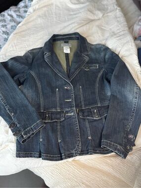 Lena Jeans  Dark Wash Denim Blazer Jacket - Women's
